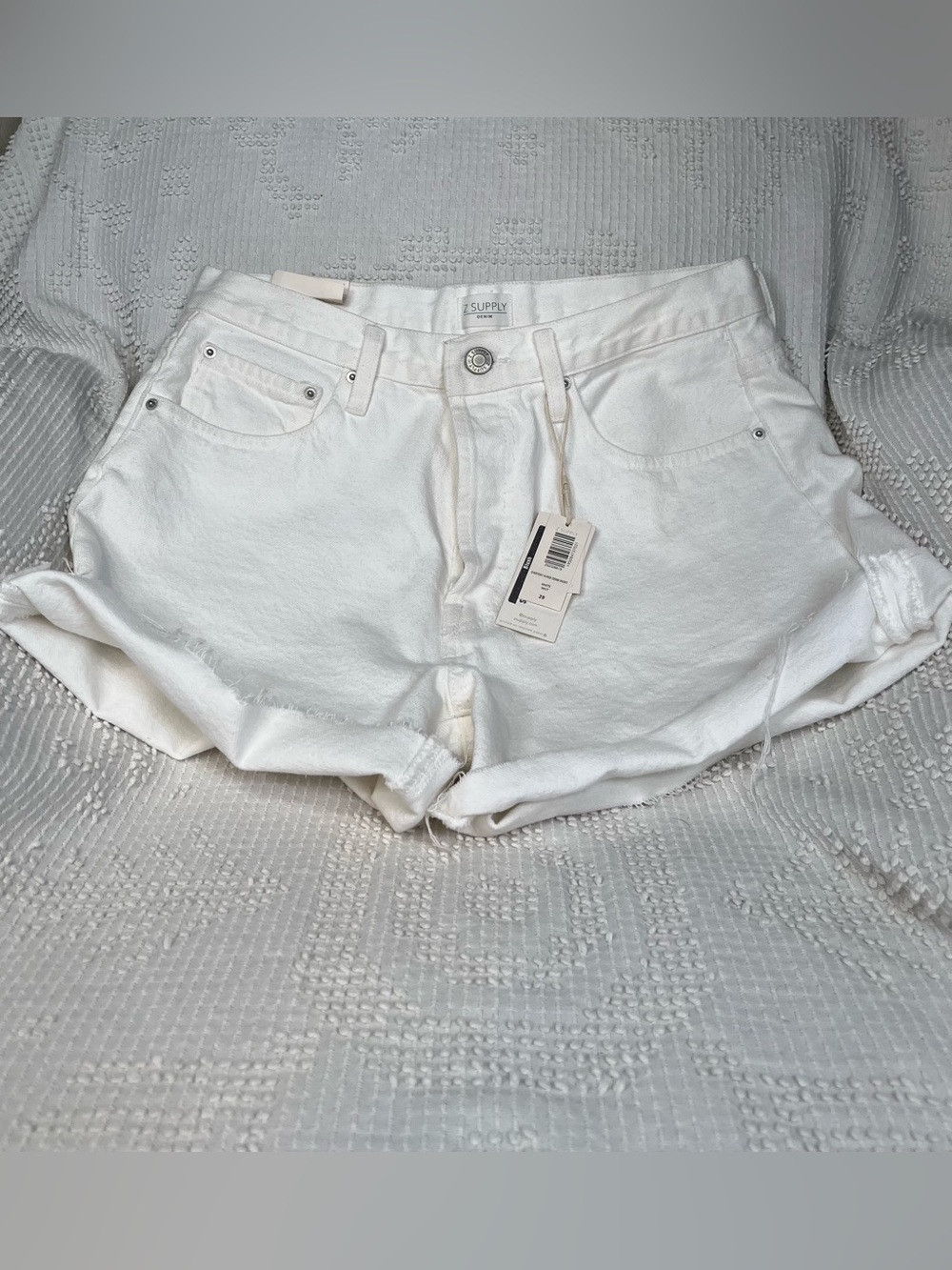 Z Supply White Denim High-Rise Jean Shorts